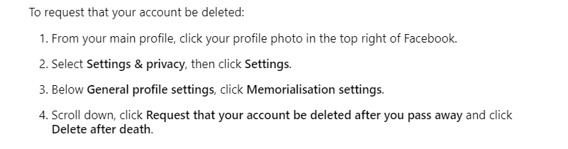 Deleting your Facebook profile